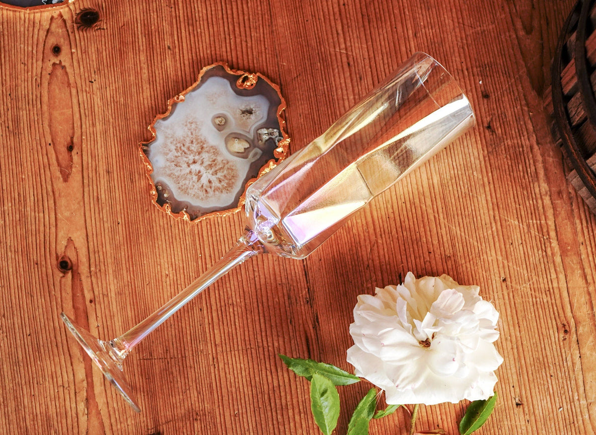 Iridescent Geometric Styled Champagne Flute