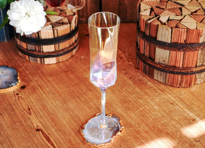 Iridescent Geometric Styled Champagne Flute