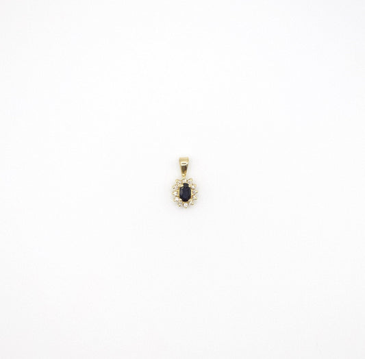 Vintage Dainty 14K Yellow Gold Genuine Sapphire and Diamond Charm