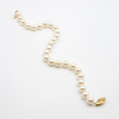 Vintage Classic 14K Yellow Gold and Pearl Bracelet