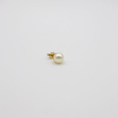 Vintage 14K Yellow Gold Pearl Single Stud Earring