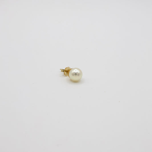 Vintage 14K Yellow Gold Pearl Single Stud Earring