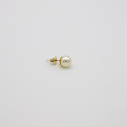 Vintage 14K Yellow Gold Pearl Single Stud Earring