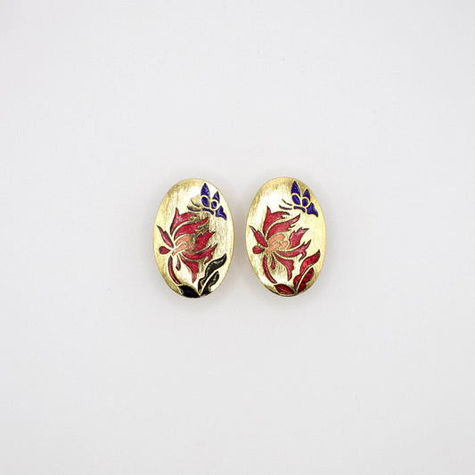 Vintage Gold Tone Floral Earrings