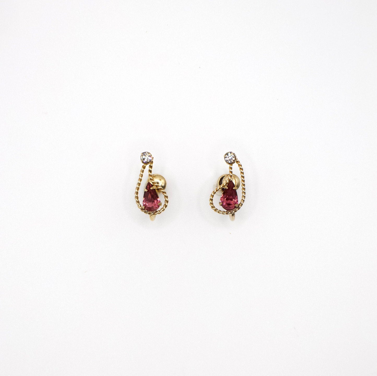 Vintage 12K Gold Filled Rhinestone Earrings