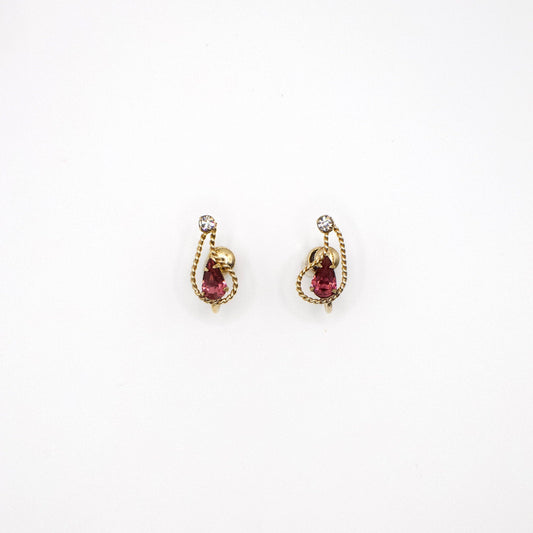 Vintage 12K Gold Filled Rhinestone Earrings