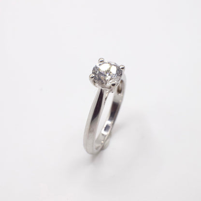 Vintage Genuine White Sapphire Solitaire Engagement Ring