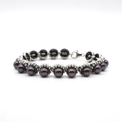 Vintage Honora Black Freshwater Pearl Bracelet