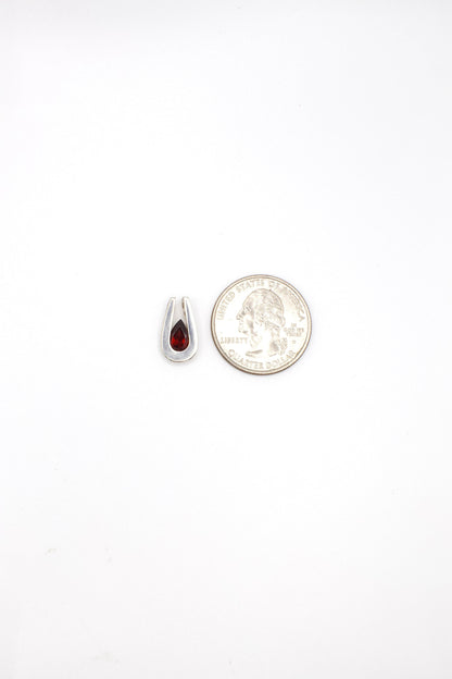 Vintage Simulated Garnet and Sterling Silver Pendant