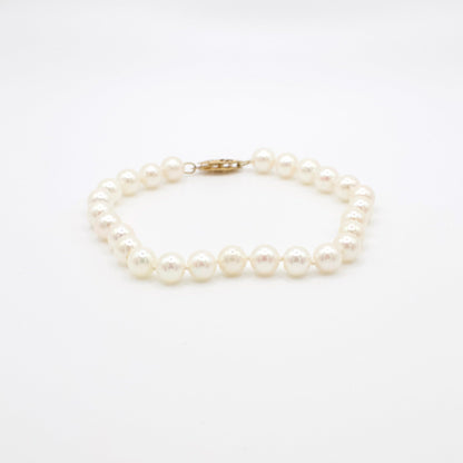 Vintage Classic 14K Yellow Gold and Pearl Bracelet