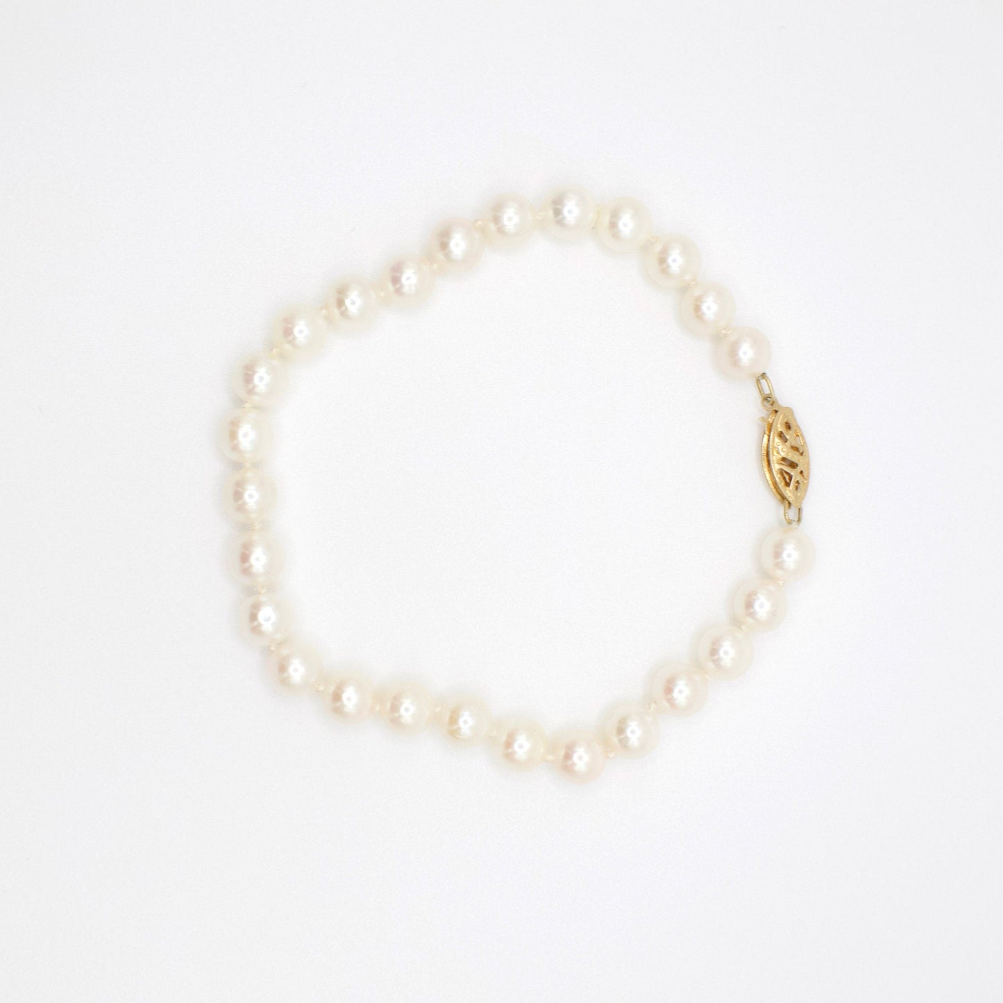 Vintage Classic 14K Yellow Gold and Pearl Bracelet