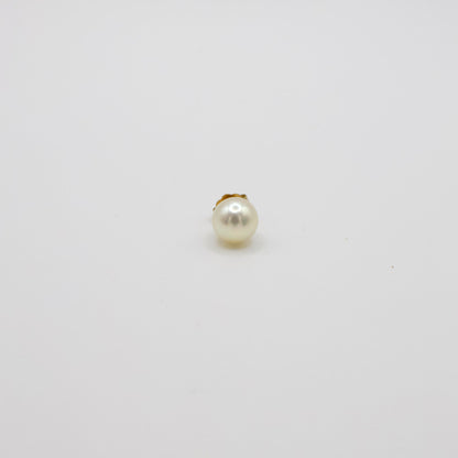 Vintage 14K Yellow Gold Pearl Single Stud Earring