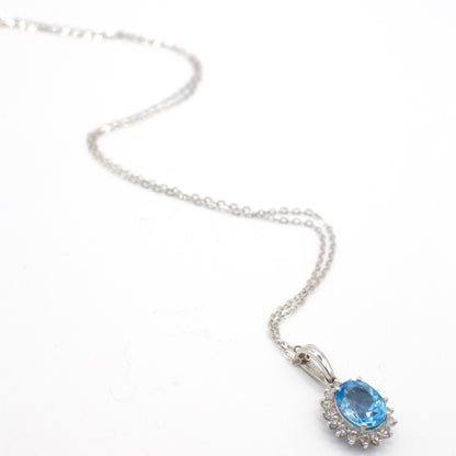 Vintage 2.3 Carat Genuine Topaz and Spinel Sterling Silver Necklace