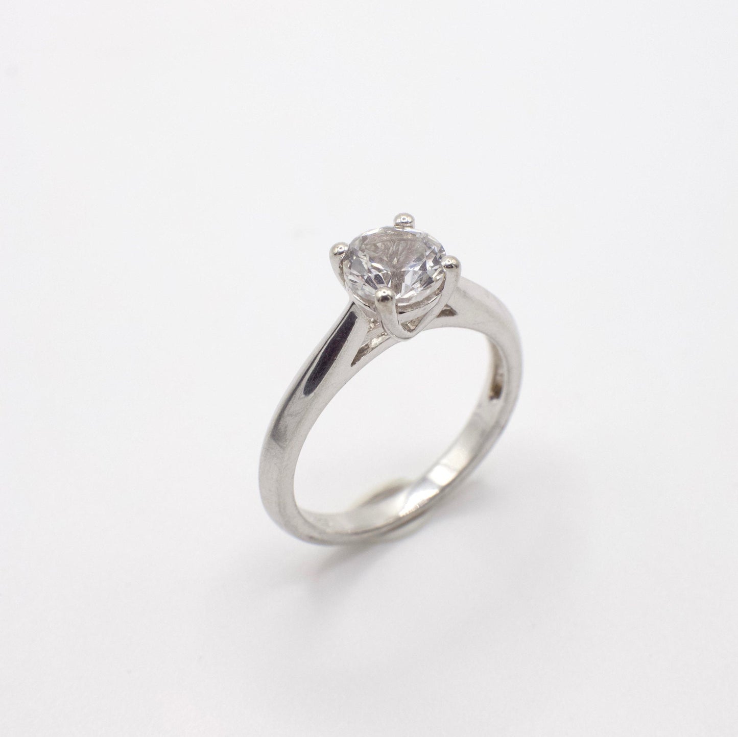 Vintage Genuine White Sapphire Solitaire Engagement Ring