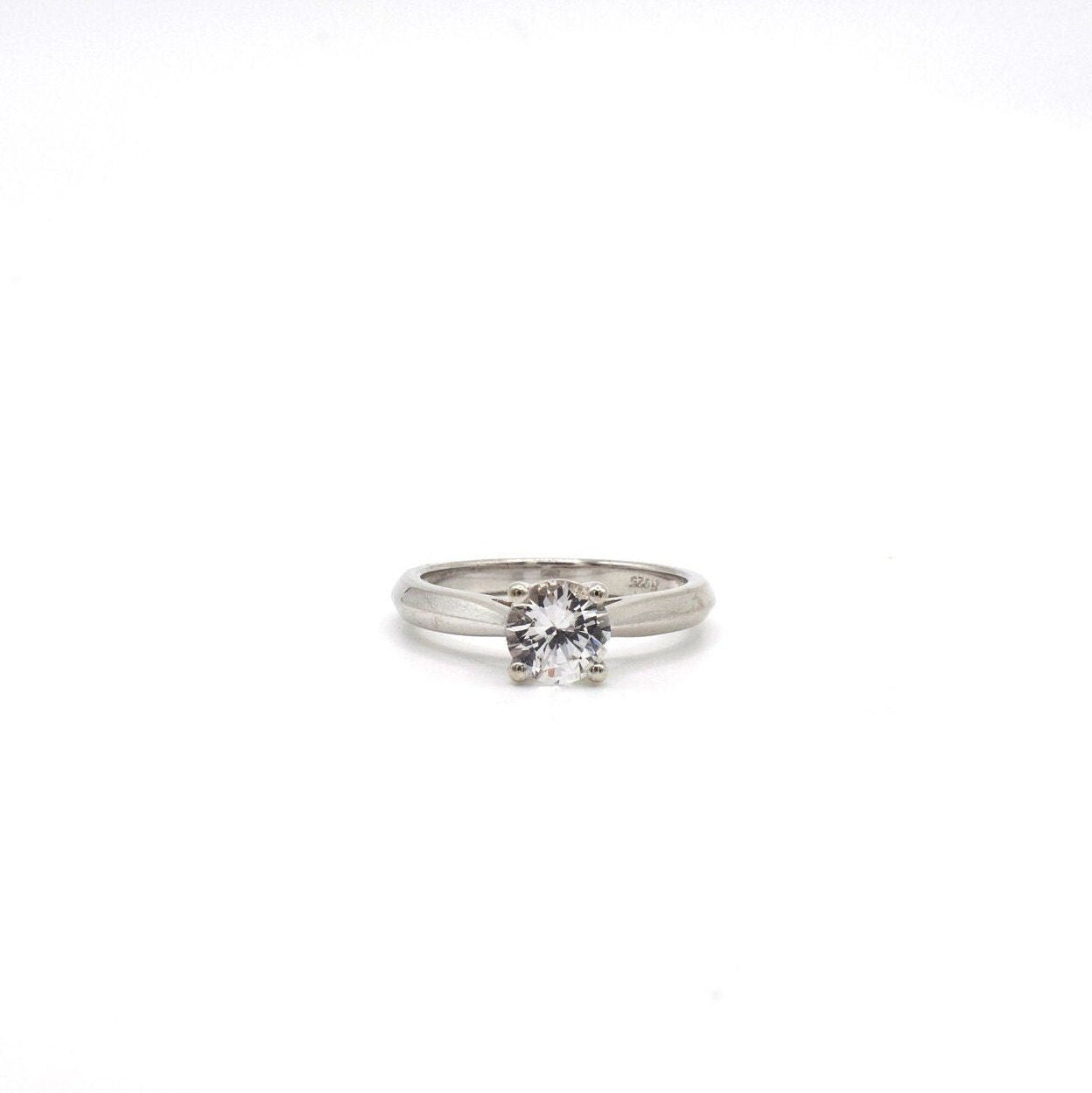 Vintage Genuine White Sapphire Solitaire Engagement Ring