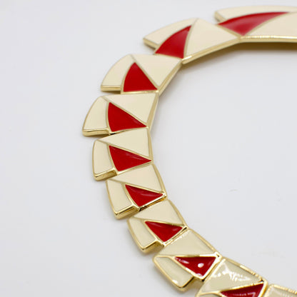 1970s-1980s RARE Vintage Trifari Kunio Matsumoto Designer Red and White Enamel Necklace