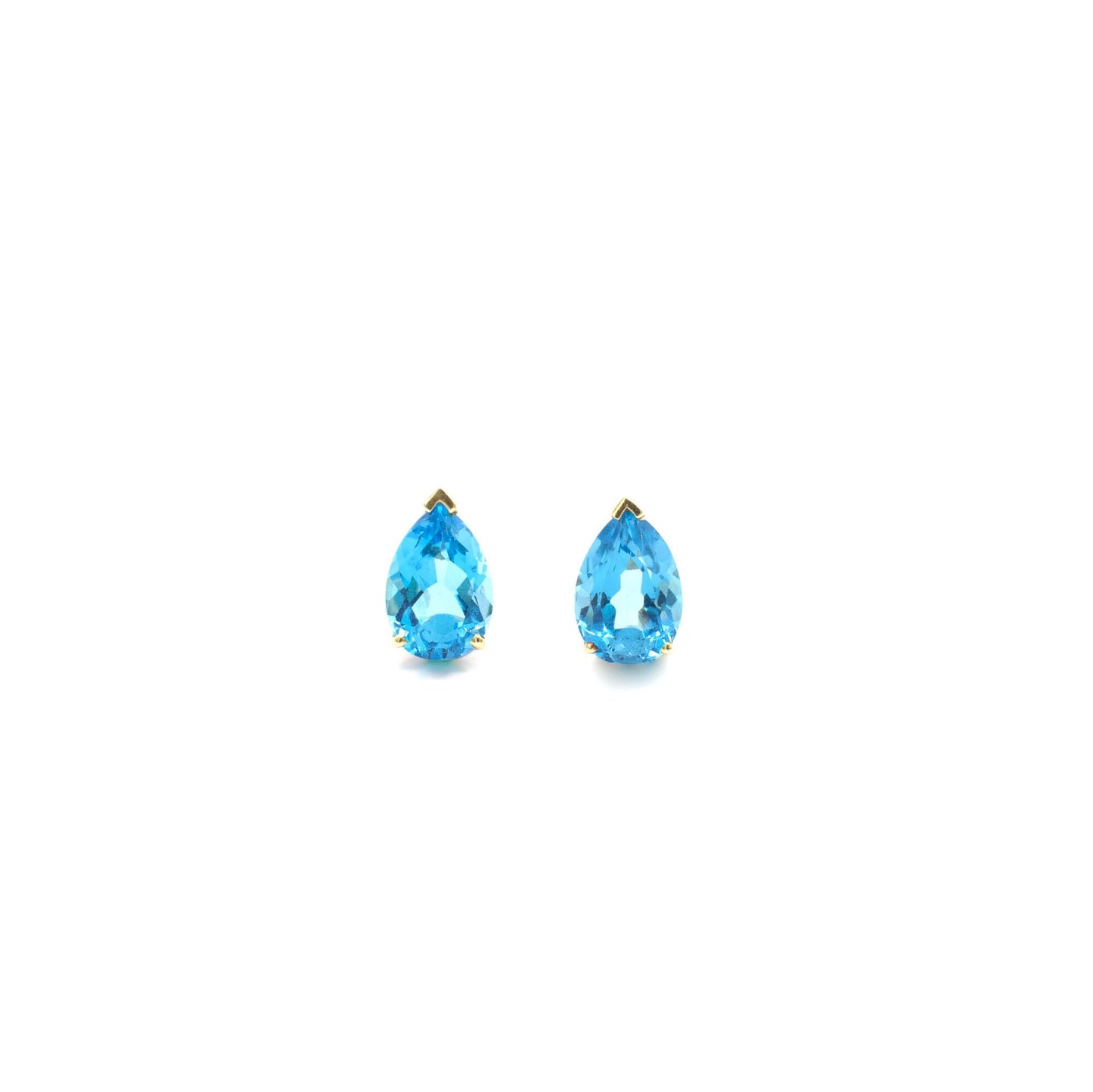 Vintage 14K Yellow Gold and Genuine Topaz Stud Earrings