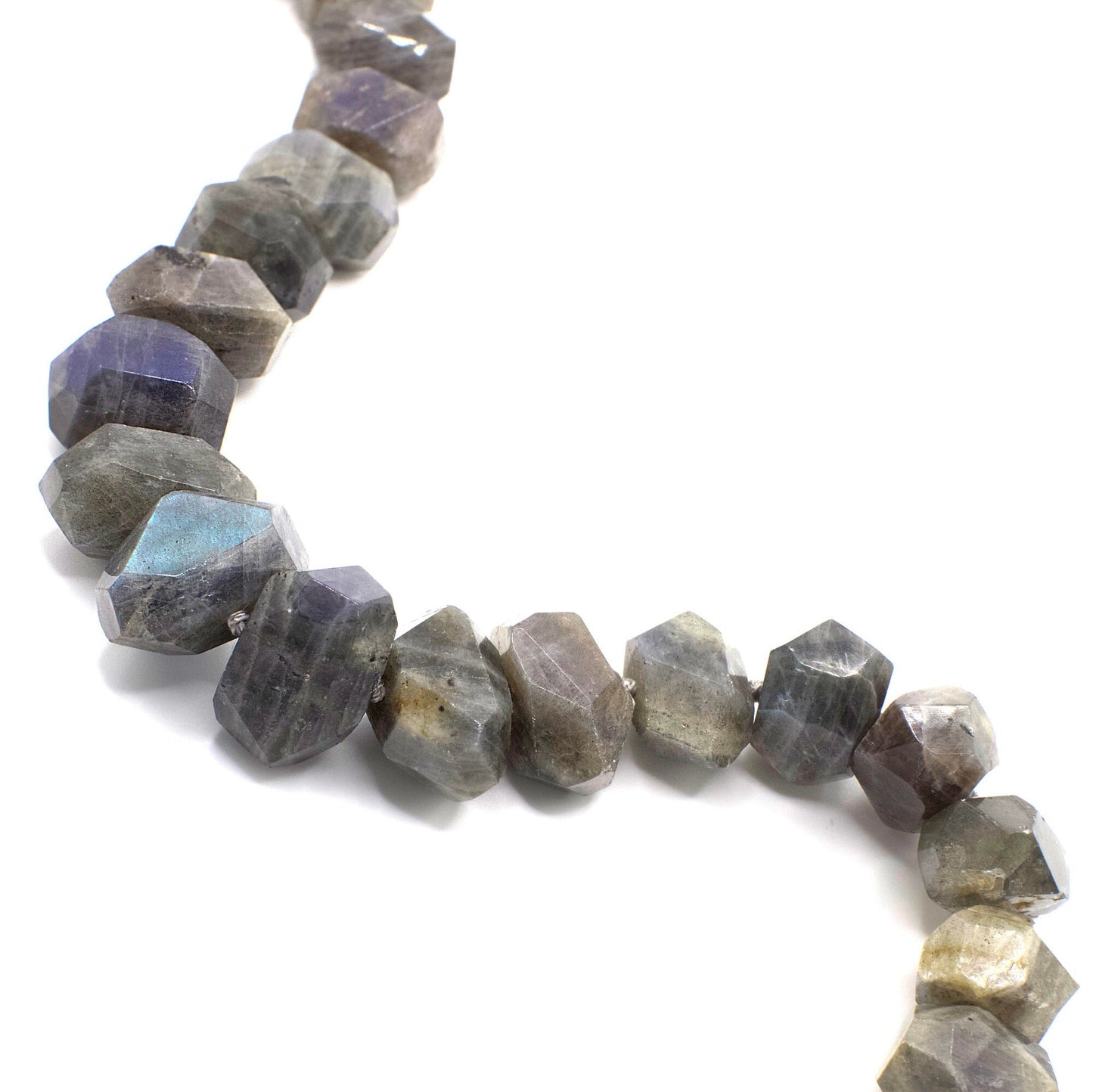 Vintage 900 Carat Genuine Malagasy Labradorite Knotted Necklace