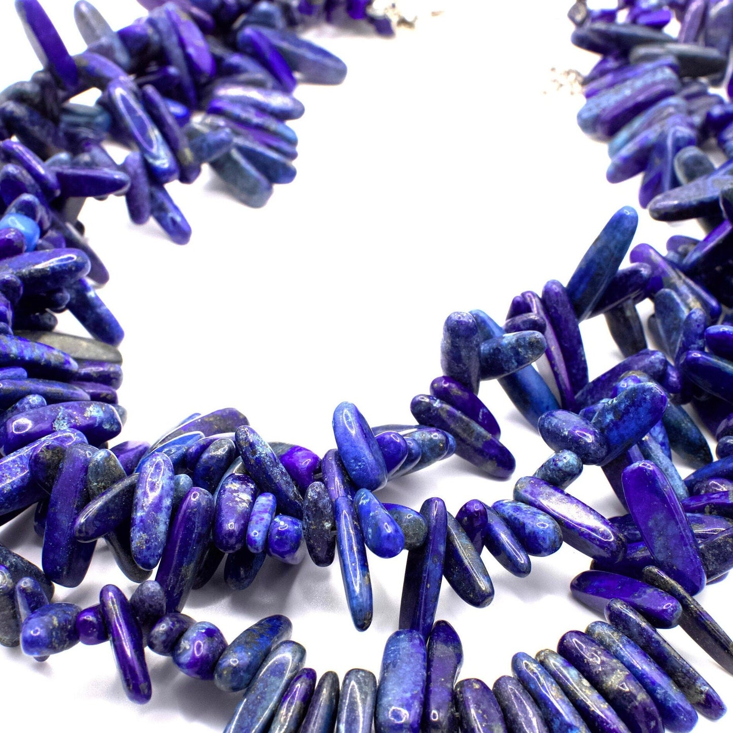 Vintage 1545 Carat Triple Strand Lapis Lazuli Necklace