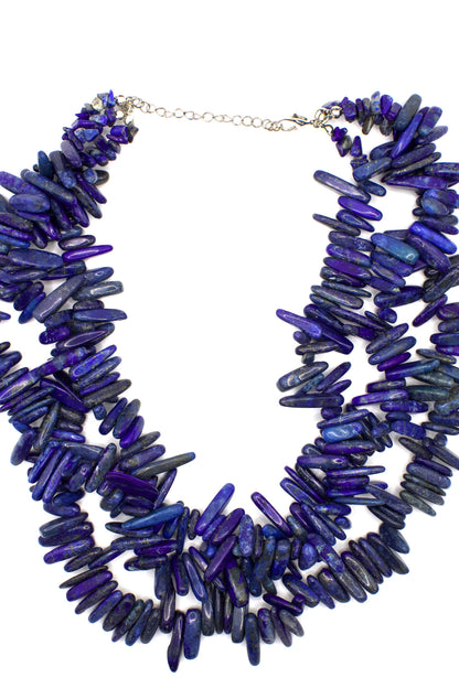 Vintage 1545 Carat Triple Strand Lapis Lazuli Necklace