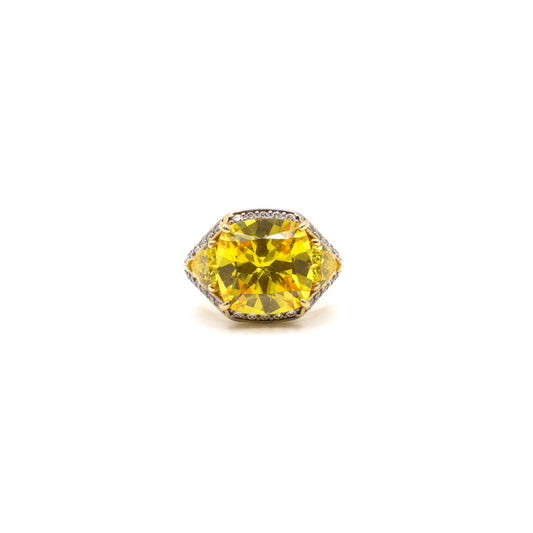 Vintage Genuine Yellow CZ Sterling Silver Cocktail Ring