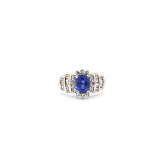 Vintage 2.77 Carat Genuine Kyanite and White Topaz Sterling Silver Ring