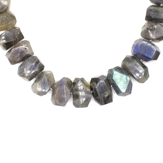 Vintage 900 Carat Genuine Malagasy Labradorite Knotted Necklace