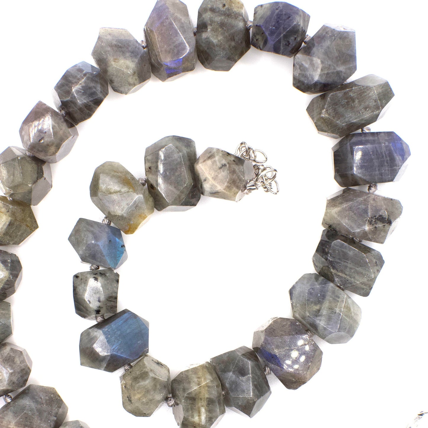 Vintage 900 Carat Genuine Malagasy Labradorite Knotted Necklace