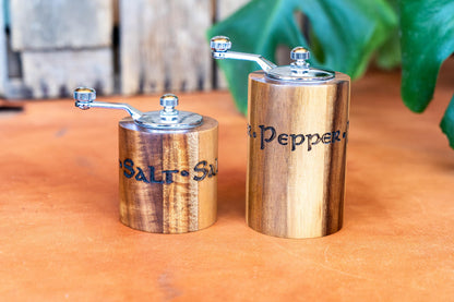 Rustic Wooden Salt and Pepper Grinder Set | Handcrafted Crank Mills for Kitchen & Dining Gifts