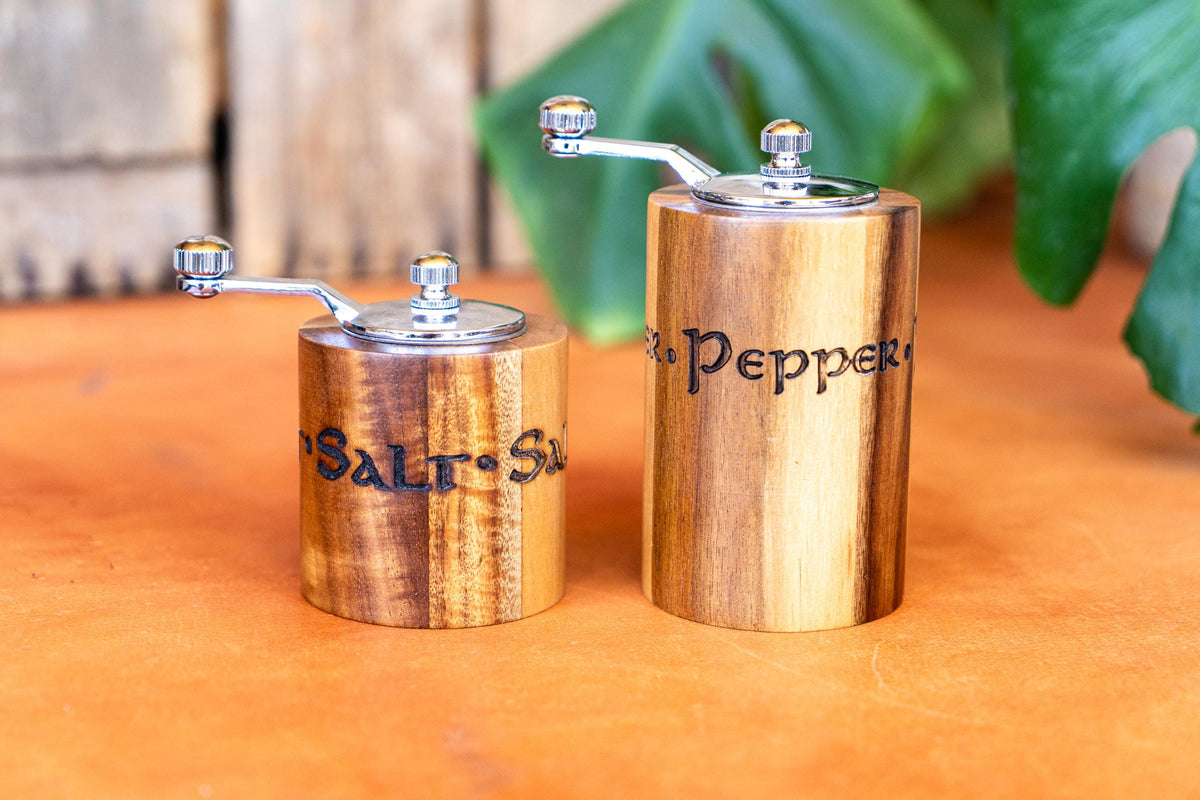 Rustic Wooden Salt and Pepper Grinder Set | Handcrafted Crank Mills for Kitchen & Dining Gifts