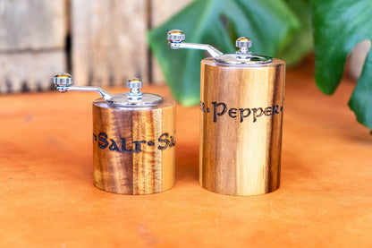 Rustic Wooden Salt and Pepper Grinder Set | Handcrafted Crank Mills for Kitchen & Dining Gifts