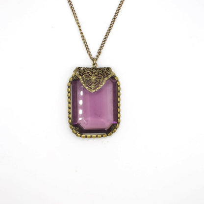 Vintage Art Deco Style Gemstone Pendant Necklace
