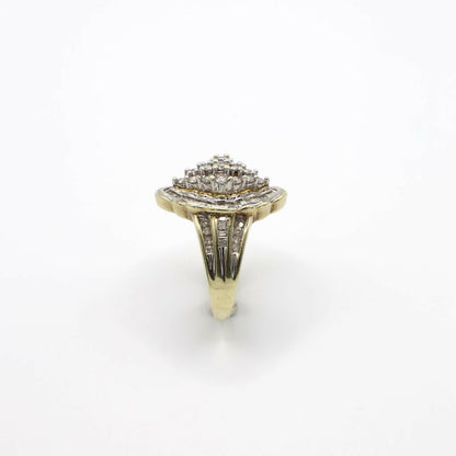 Vintage Genuine Diamond and 10K Gold Hollow Cluster Ring