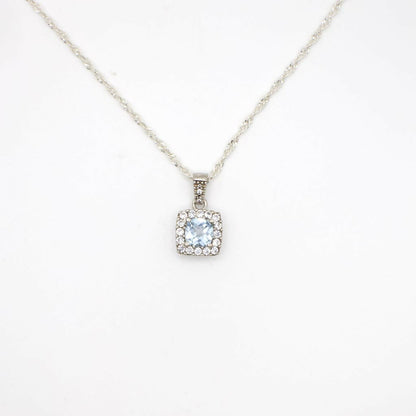 Vintage Genuine Blue and White Topaz Pendant Necklace