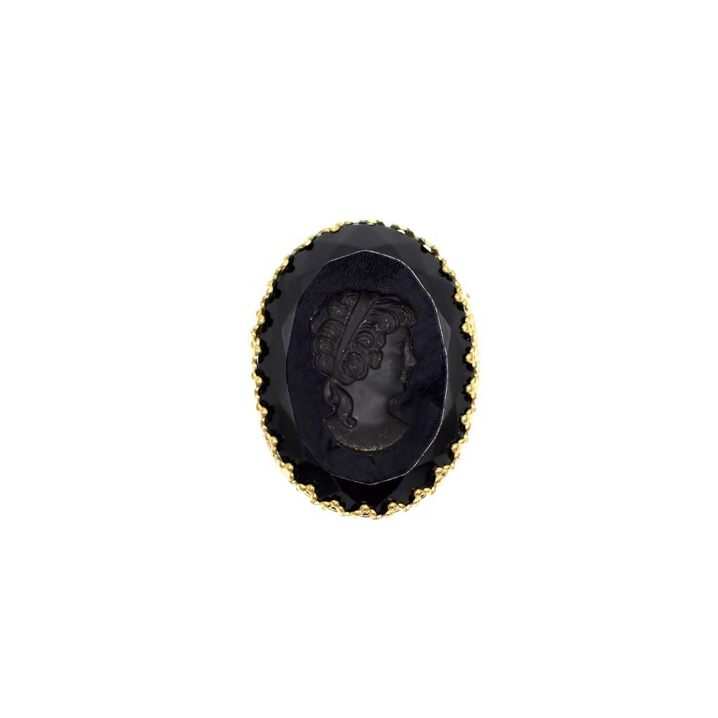 Vintage Victorian Style Reverse Carved Simulated Jet Intaglio