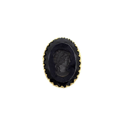 Vintage Victorian Style Reverse Carved Simulated Jet Intaglio