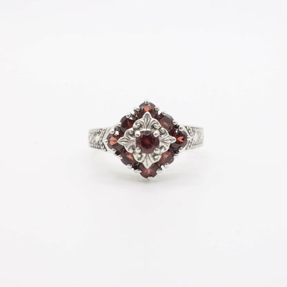 Vintage Garnet and Sterling Silver Ring