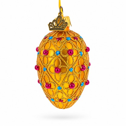 Royal Coronation Mini Glass Egg Ornament 2.9 Inches