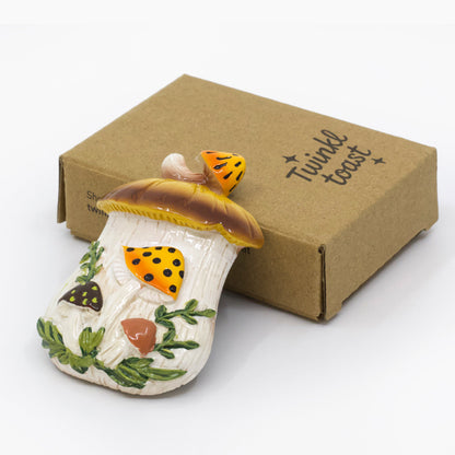 Merry Mushroom-Inspired Hand-Painted 70s Fridge Magnet