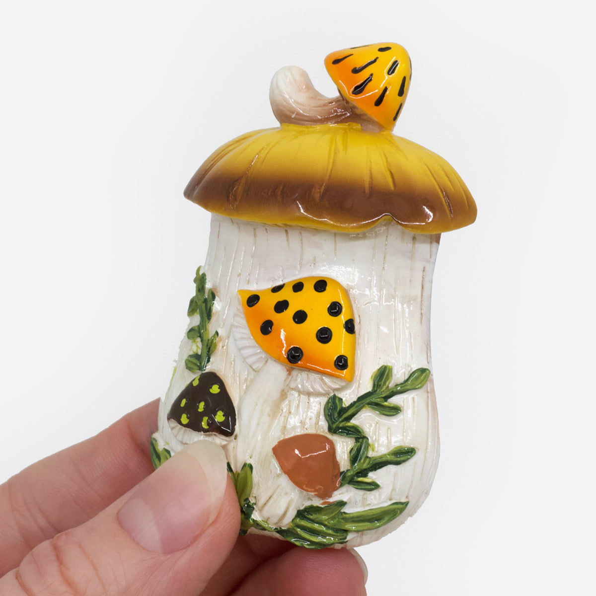 Merry Mushroom-Inspired Hand-Painted 70s Fridge Magnet