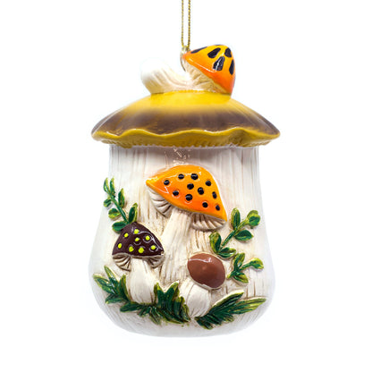 Merry Mushroom-Inspired 70s Hand-Painted Christmas Ornament
