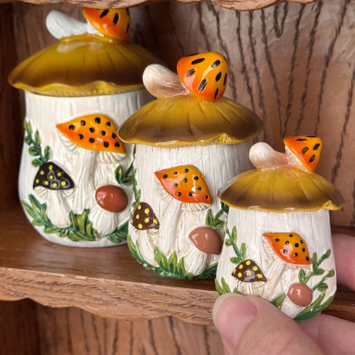 Merry Mushroom-Inspired 70s Hand-Painted Set