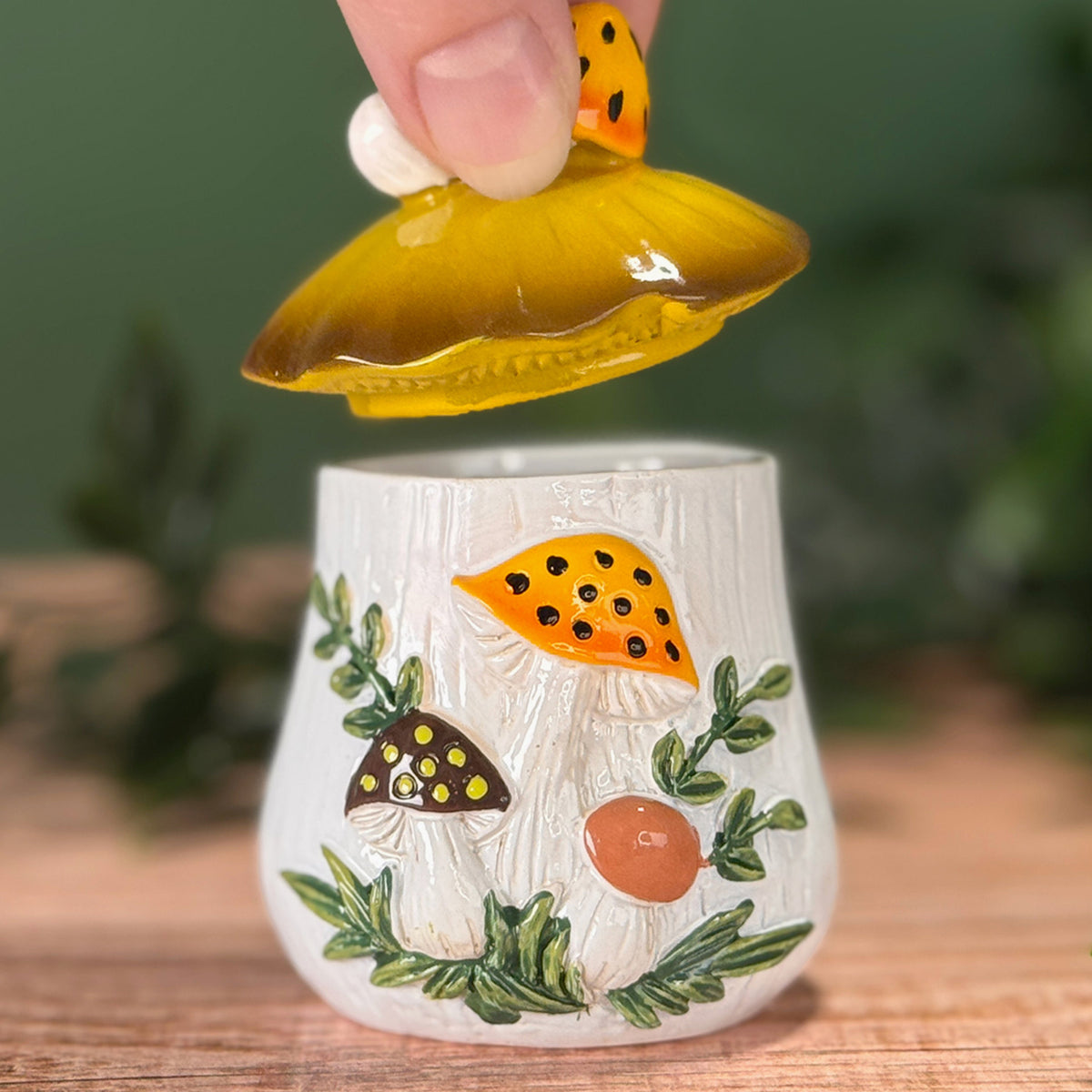 Merry Mushroom-Inspired 70s Hand-Painted Trinket Box