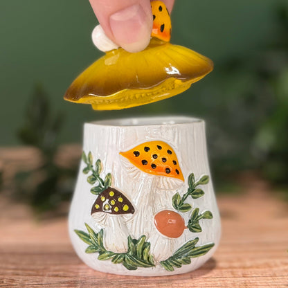 Merry Mushroom-Inspired 70s Hand-Painted Trinket Box