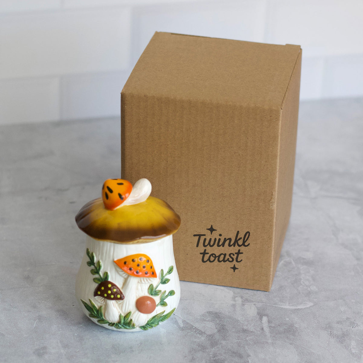 Merry Mushroom-Inspired 70s Hand-Painted Trinket Box