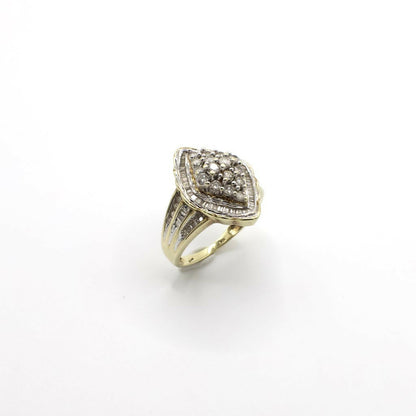 Vintage Genuine Diamond and 10K Gold Hollow Cluster Ring