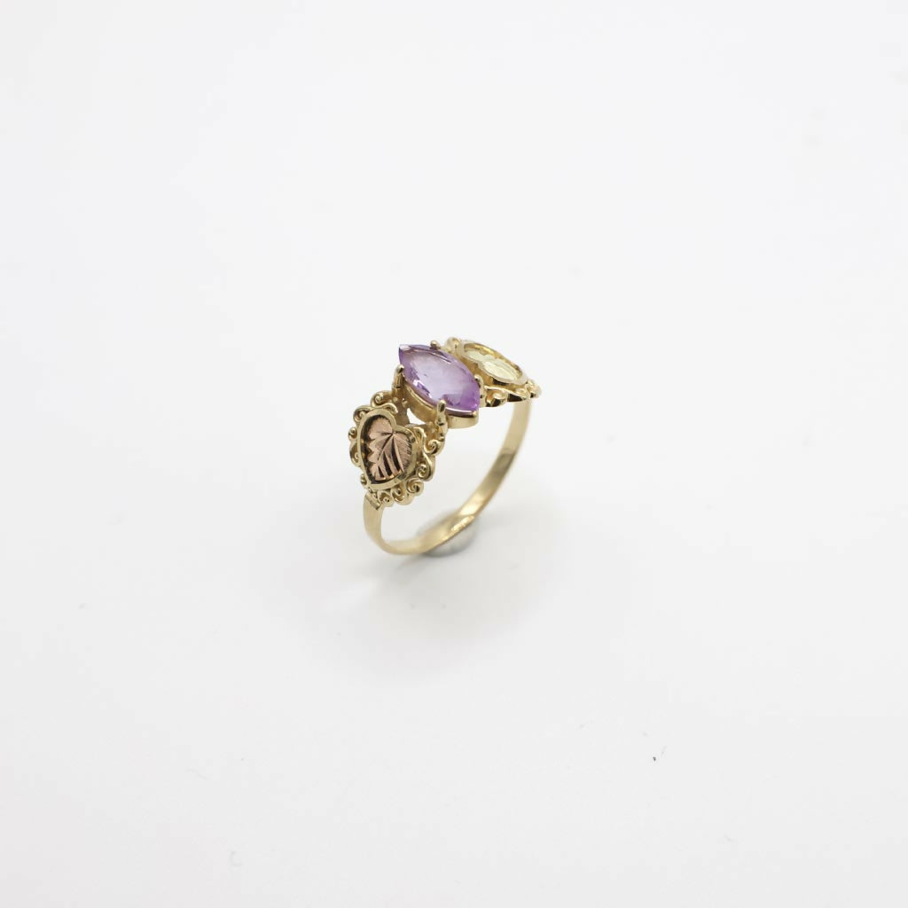 Vintage Genuine Amethyst and 10K Yellow & Rose Gold Ring