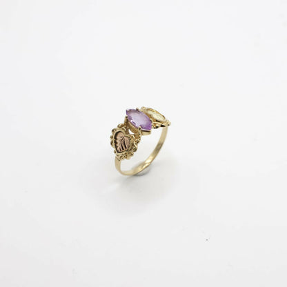Vintage Genuine Amethyst and 10K Yellow & Rose Gold Ring