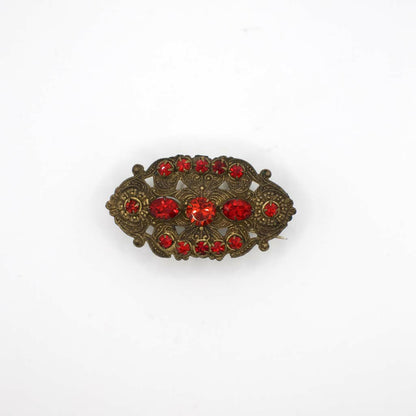 Antique Edwardian Paste Gemstone Gold Tone Brooch