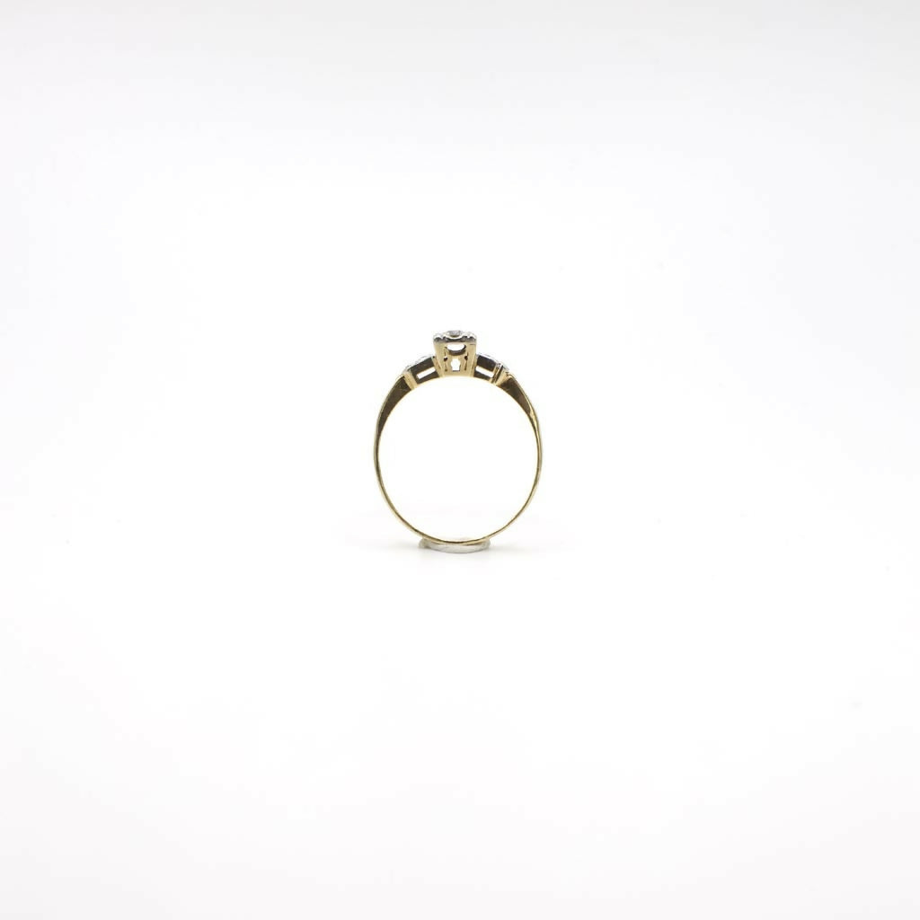 Vintage Genuine Diamond in 14K Yellow and White Gold Engagement Ring